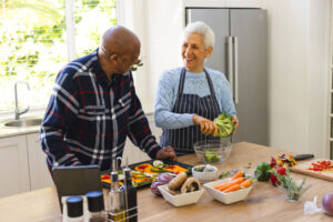 a senior community promotes healthy eating with fresh seasonal foods