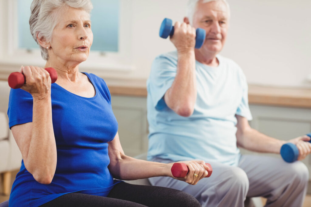 seniors exercise in a physical activity wellness program